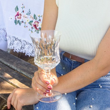 Taça de Cristal Lapidado 71 P/Vinho Tinto Incolor