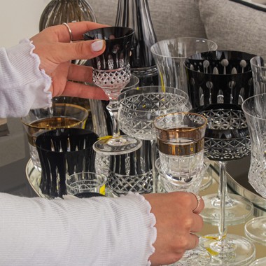Taça Cristal Lapidado 69 Flauta P/Licor 70ml Preto