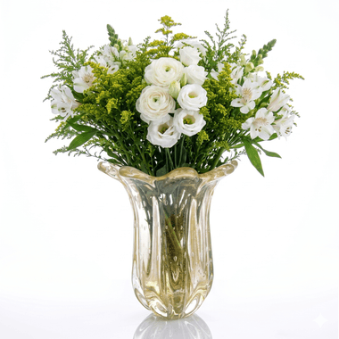Vaso Murano Everest Cristal com Ouro 24k