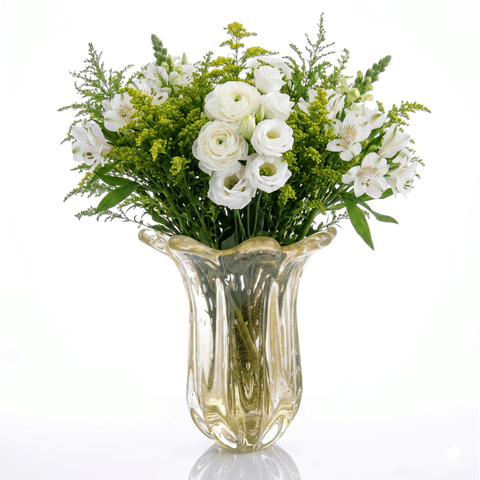 Vaso Murano Everest Cristal com Ouro 24k