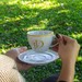 Kit 6 Xícaras e Pires de Porcelana Iniciais Personalizadas Dourado