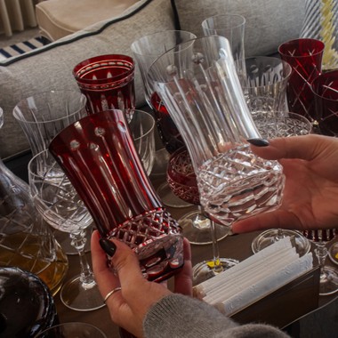 Copo Cristal Lapidado 69 Long Drink Vermelho 400ml