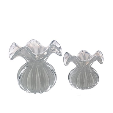 Kit 2 Vasos Murano Leida Quartzo Perola