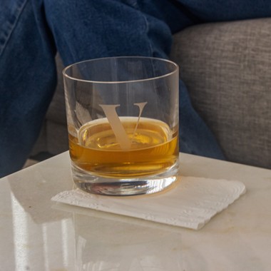 Copo Cristal Liso P/Whisky Incolor Inicial Personalizada 430ml