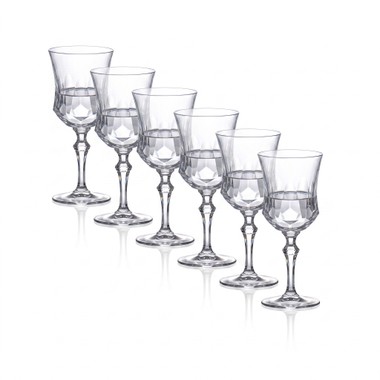 Kit 6 Taças de Cristal Lapidado 55 P/água Incolor