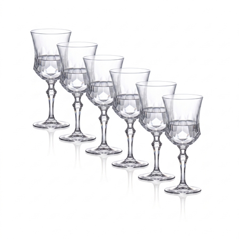 Kit 6 Taças de Cristal Lapidado 55 P/água Incolor