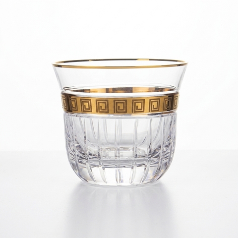 Copo de Cristal Lapidado P/Whisky Série Ouro