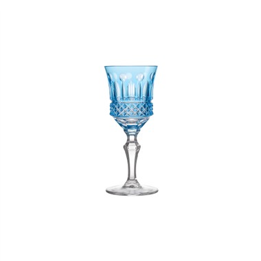 Taça Cristal Lapidado 69 Flauta P/Licor 70ml Azul Claro