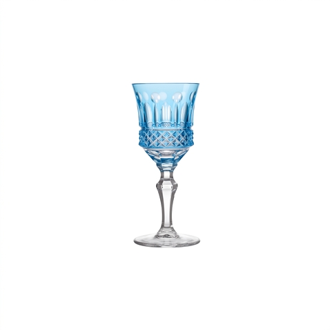 Taça Cristal Lapidado 69 Flauta P/Licor 70ml Azul Claro