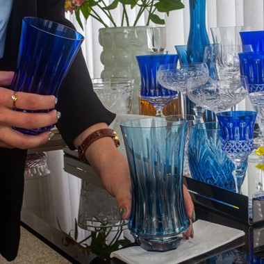 Copo Cristal Lapidado Long Drink Azul Claro 400ml