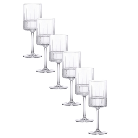 Kit 6 Taças de Cristal Rondó Lapidado 10 P/Agua 440ml