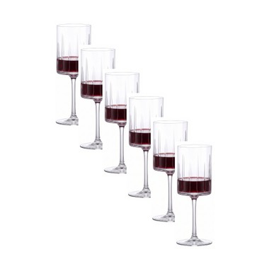 Kit 6 Taças de Cristal Rondó Lapidado 10 P/Vinho Tinto 360ml