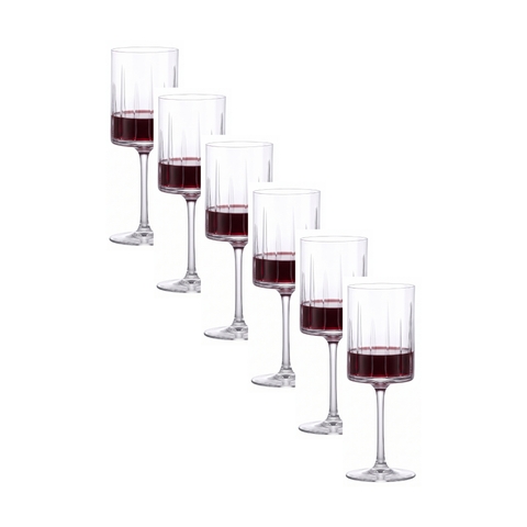 Kit 6 Taças de Cristal Rondó Lapidado 10 P/Vinho Tinto 360ml