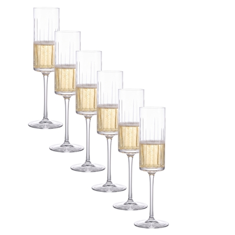 Kit 6 Taças de Cristal Rondó Lapidado 10 P/Champagne 210ml