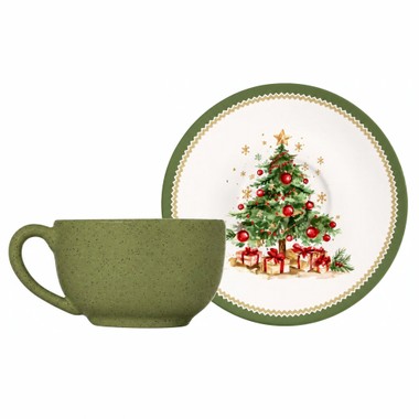 Xícara e Pires Natal Aconchego