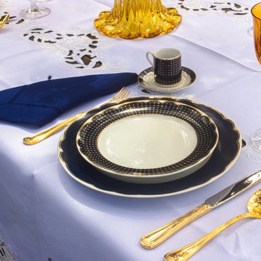 Prato Sobremesa Royal Blue C/Filete de Ouro 24k