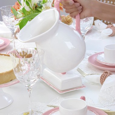 Jarra Cerâmica Grande Bambu Flat Rosa 1,5l