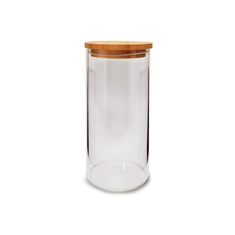 Pote Bahia de Vidro com Tampa Bambu 1,2l