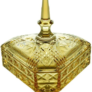 Potiche com Pé Cristal Triangle Ambar Metalizado