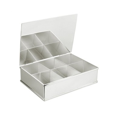 Caixa de Chá Prata com 6 Divisões St James