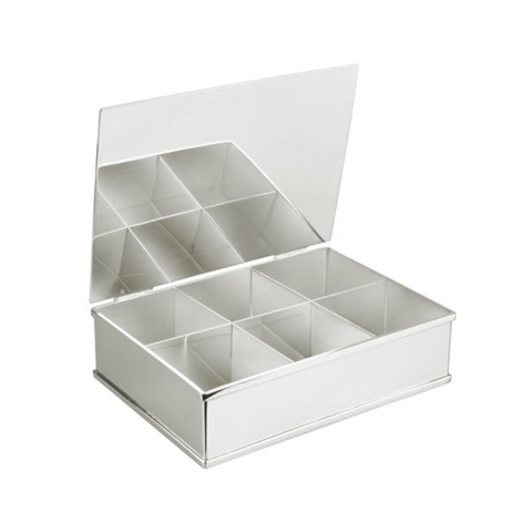 Caixa de Chá Prata com 6 Divisões St James