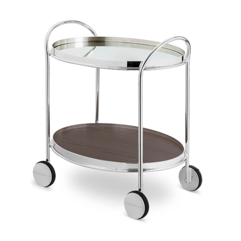 Carrinho Prata Saint James Fiocco Pequeno Espelhado e Madeira