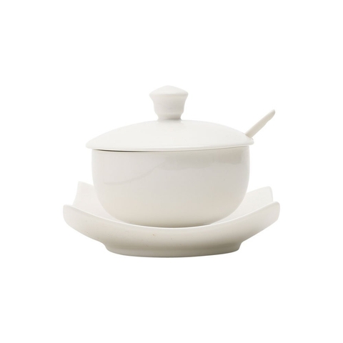 Açucareiro Porcelana C/Prato e Colher