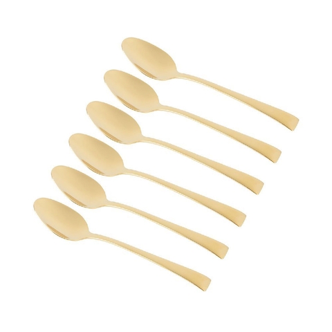 Conjunto 6 Colheres Aço Inox P/Chá Berna Dourado