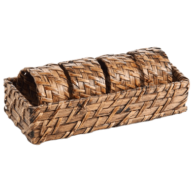 Conjunto 4 Argolas de Guardanapo Circular Rattan Casual