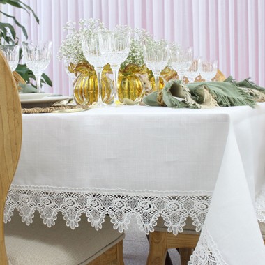 Toalha de Mesa Retangular Esther Guipir 8 Lugares