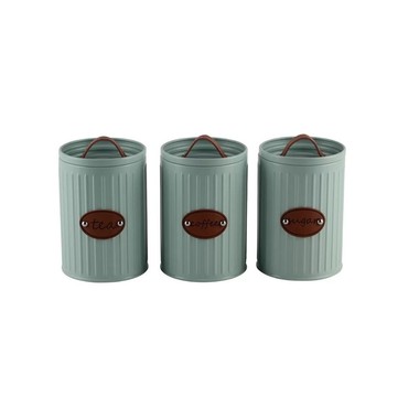 Conjunto 3 Potes Porta Condimentos Azul e Couro