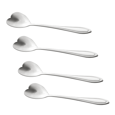 Conjunto 4 Colheres Aço Inox P-Chá Heart Prateado