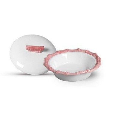 Tigela Central C/Tampa Bambu Flat Rosa