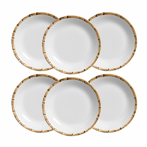 Conjunto 6 Peças Prato de Pão Bambu Natural