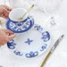 Xicara com Pires de Porcelana Porto P/Chá com Filete em Ouro 24k