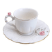 Conjunto 6 Xícaras Café Porcelana Flower Round Plate Colorido
