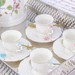 Conjunto 6 Xícaras Café Porcelana Flower Round Plate Colorido