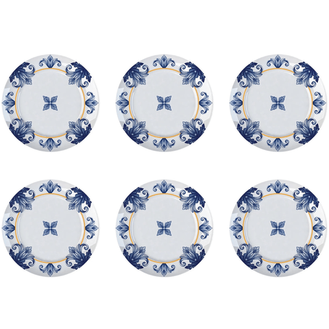 Conjunto 6 Pratos Sobremesa de Porcelana Porto
