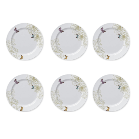 Conjunto 6 Pratos Sobremesa de Porcelana Milão