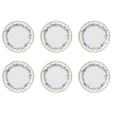 Conjunto 6 Pratos Sobremesa de Porcelana Floral Chic
