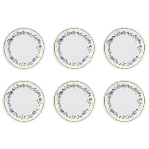 Conjunto 6 Pratos Sobremesa de Porcelana Floral Chic
