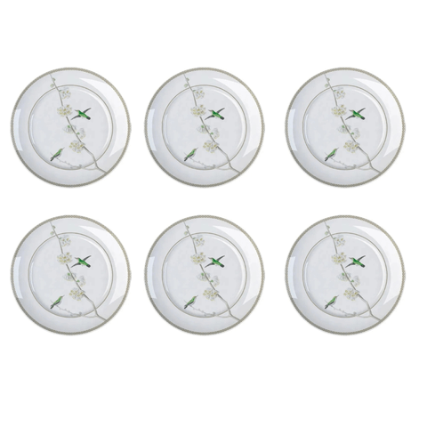 Conjunto 6 Pratos Sobremesa de Porcelana Bela Fauna