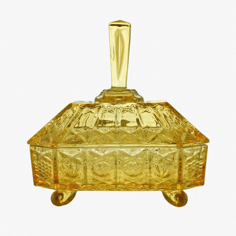 Potiche com Pé Cristal Megan Ambar Metalizado