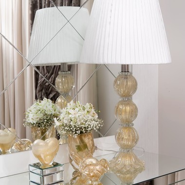 Abajur Murano Versailles Cristal C/Ouro 24k