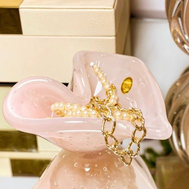 Porta Objetos Murano Coração Jade Rosa