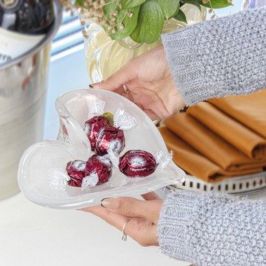 Porta Objetos Murano Coração Quartzo Perola