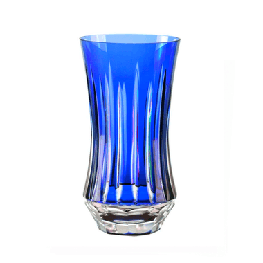 Copo Cristal Lapidado Long Drink Azul Escuro 400ml