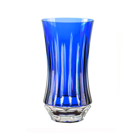 Copo Cristal Lapidado Long Drink Azul Escuro 400ml