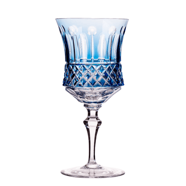 Taça Cristal Lapidado 69 P/água Azul Claro Mozart 370ml