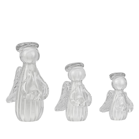 Kit 3 Anjos Murano Quartzo Perola